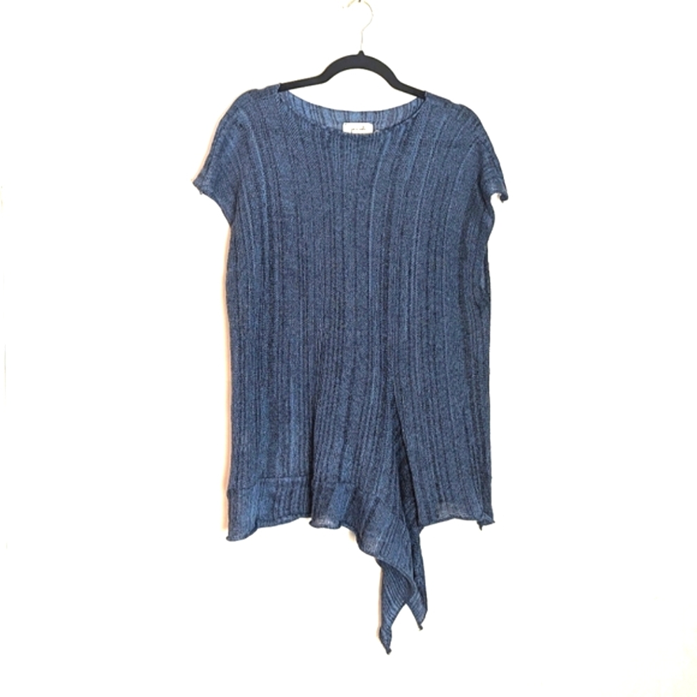Pico Vela Asymmetrical Knit Linen Bamboo Top Size S/M Lagenlook Minimalist